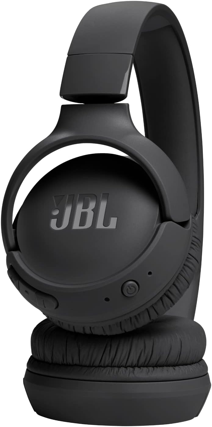JBL Tune 520BT, casque audio sans fil, léger et confortable, Bluetooth 5.3, autonomie jusqu'à 57 h, charge rapide, son JBL Pure Bass, noir