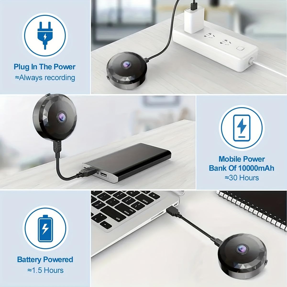 Mini Caméra Espion, WiFi 1080P HD Mini Caméra de Surveillance Interieur/Extérieur sans Fil avec Audio et Vidéo, avec Enregistrement Longue Batteries, pour l'extérieur/intérieur