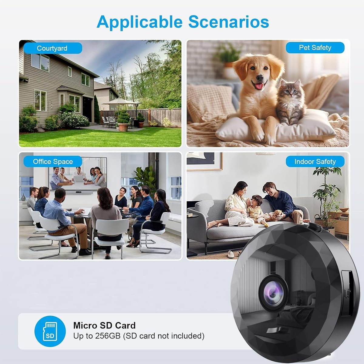 Mini Caméra Espion, WiFi 1080P HD Mini Caméra de Surveillance Interieur/Extérieur sans Fil avec Audio et Vidéo, avec Enregistrement Longue Batteries, pour l'extérieur/intérieur
