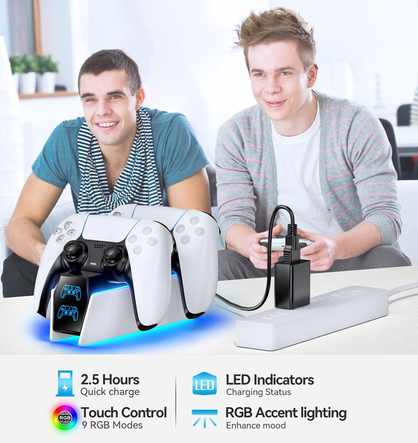 OIVO Chargeur Manette PS5 avec Prise EU, Rapide Chargeur Compatible avec Manettes DualSense Playstation 5, Station de Charge Manette PS 5 et Accessoire PS-5