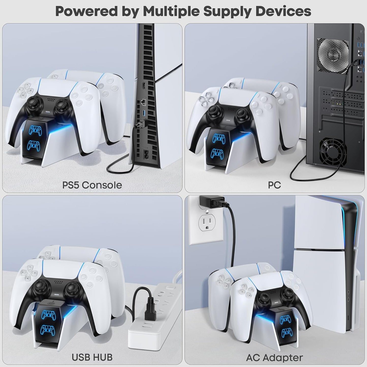 OIVO Chargeur Manette PS5 avec Prise EU, Rapide Chargeur Compatible avec Manettes DualSense Playstation 5, Station de Charge Manette PS 5 et Accessoire PS-5