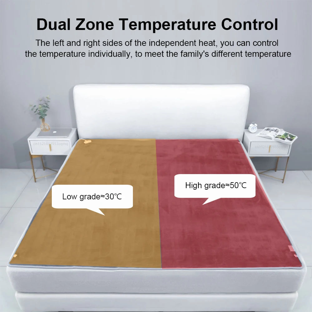 🔥 Couverture Chauffante Électrique – Thermostat Automatique 220V – Matelas Chauffant Double