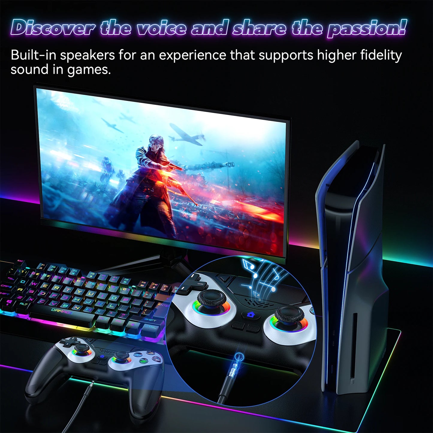 🎮 Manette Sans Fil Compatible PS5 & PC – Bluetooth, Turbo & Vibration