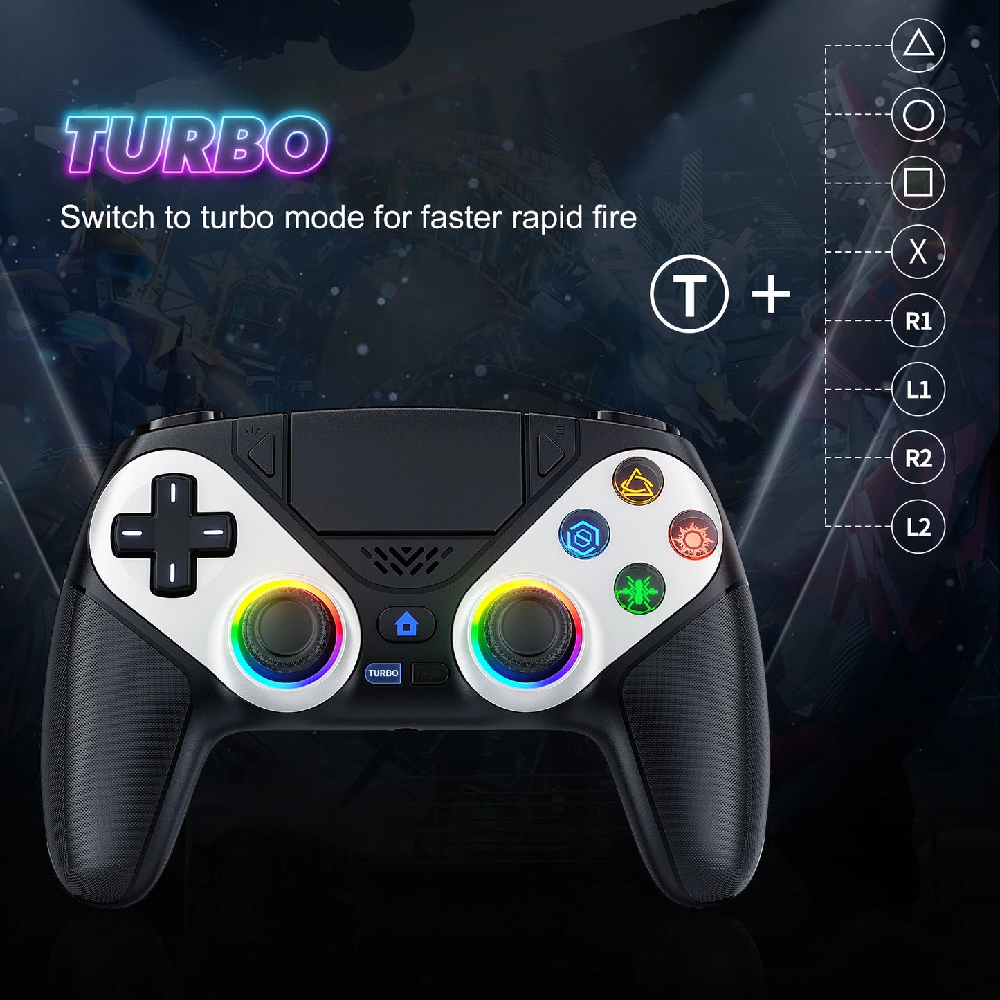 🎮 Manette Sans Fil Compatible PS5 & PC – Bluetooth, Turbo & Vibration