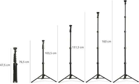 Amazon Basics Trépied pour iPhones extensible jusqu’à 162 cm avec fonctions perche à selfie et trépied, noir