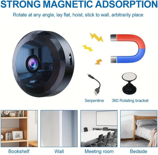 Mini Caméra Espion, WiFi 1080P HD Mini Caméra de Surveillance Interieur/Extérieur sans Fil avec Audio et Vidéo, avec Enregistrement Longue Batteries, pour l'extérieur/intérieur