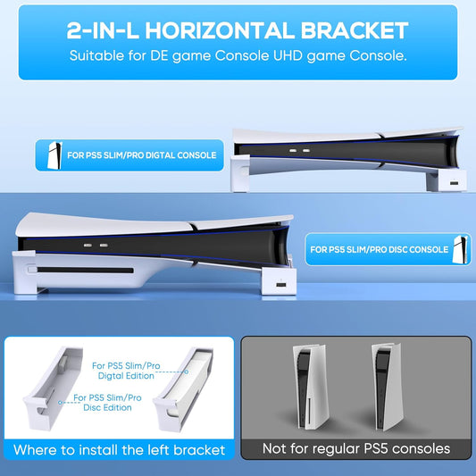 Support Horizontal pour Nouvelle Console PS5 Slim avec Hub USB 4 Ports, Base Support Accessoires pour 2023 Playstation 5 Slim Disc & Digital Edition, Support avec 4 Ports USB 2.0 Date pour Chargement