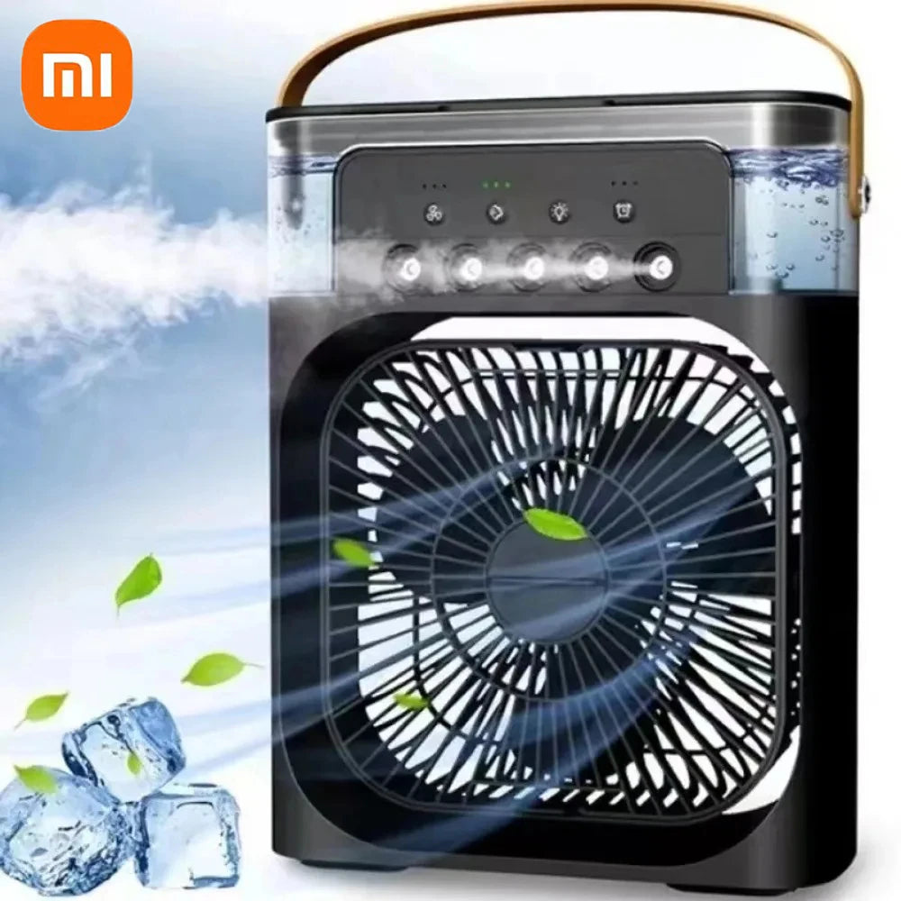 ❄️ Ventilateur Portable Xiaomi 3-en-1 – Brumisateur, LED & Humidificateur USB Rechargeable